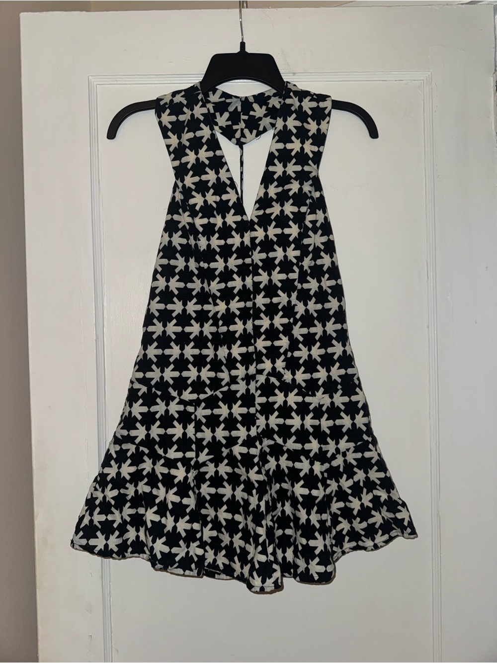 Farm Rio Black and White Mini Halter Dress